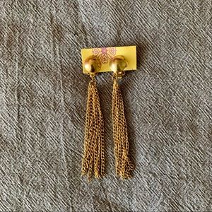 NWOT Clip-On Gold Chain Tassel Earrings